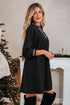 Contrast Trim V Neck Bracelet Sleeve Shift Mini Dress